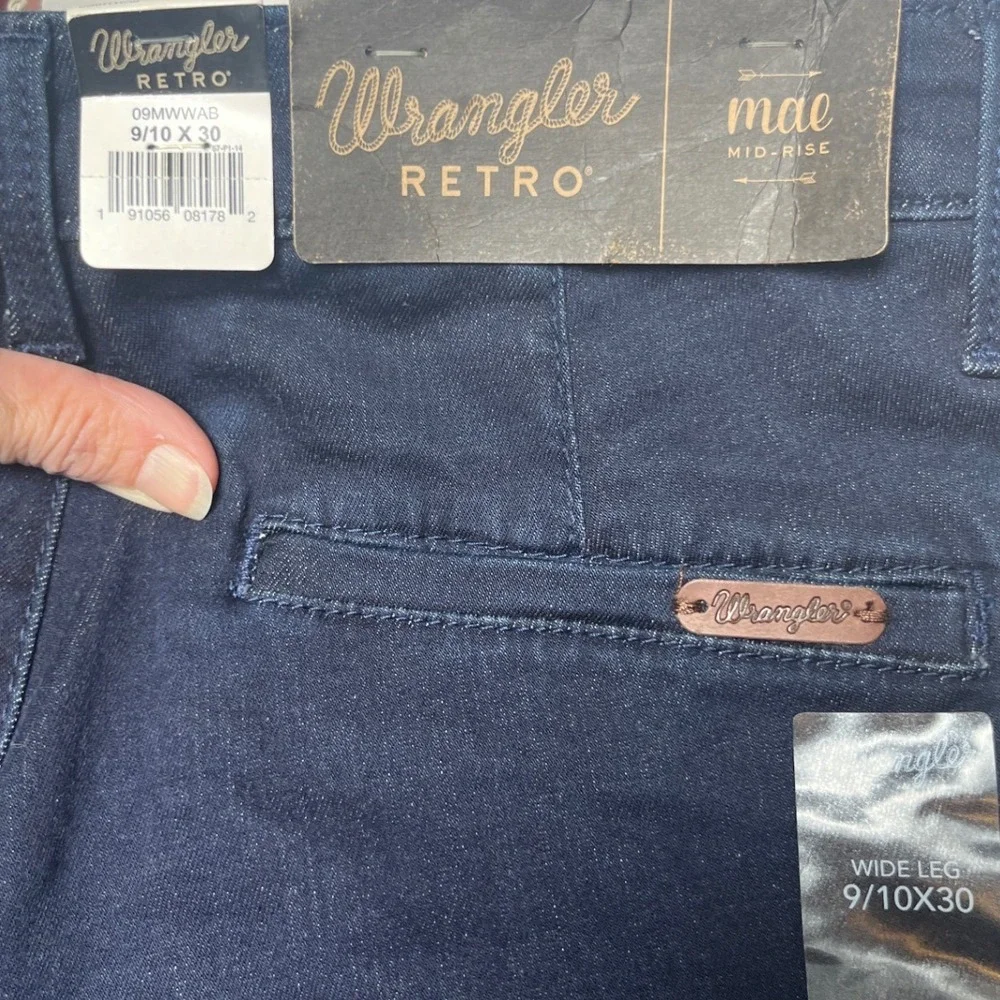 NWT Wrangler Retro Mae Mid Rise Flare Jeans Blue Stretch Denim‎ 9/10x30